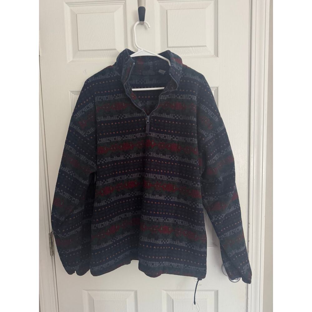 Van Heusen Quarter Zip Fair Isle Fleece Pullover Sweatshirt Sz: Medium